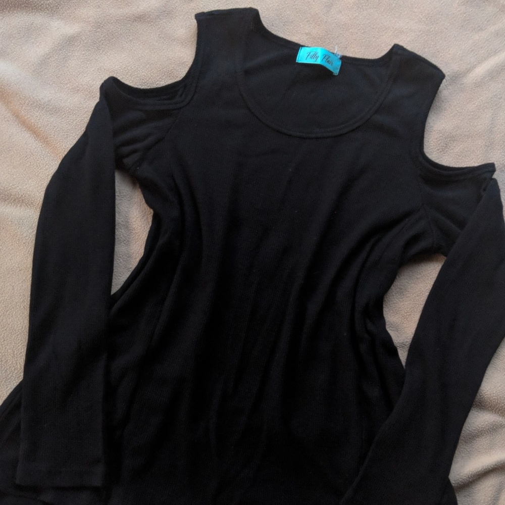 L Filly Flair Thermal Knit Cold Shoulder Top